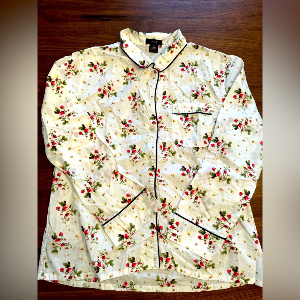 J. Crew Factory Cotton Pajama Set Button Down Shirt & Pants M